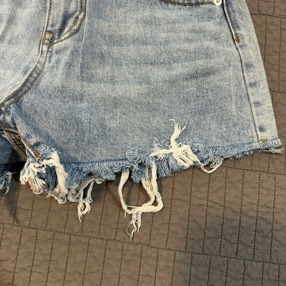 Princess Polly Denim Shorts Women 4 Blue Distressed Raw Hem Casual Summer Jorts - Picture 5 of 12